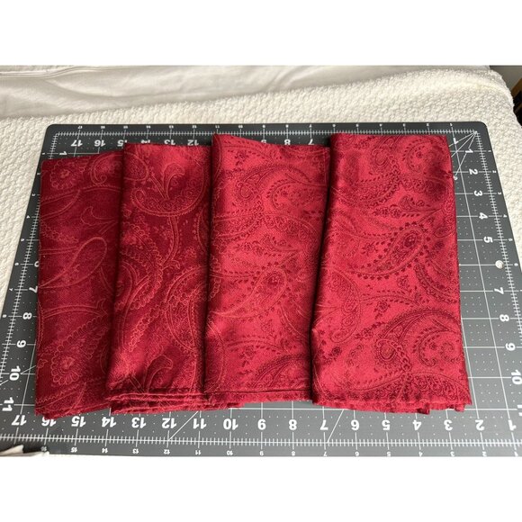Chaps Home Damask Fabric Cloth Napkins Vtg 19”Cotton Blend Red Elegant 4 Ea - Picture 1 of 5